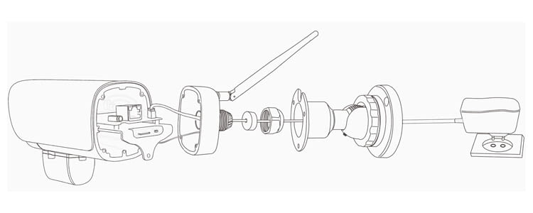 Mögliche Installationsvariante der IN-9008 Outdoor-Sicherheitskamera Mögliche Installationsvariante der IN-9008 Outdoor-Sicherheitskamera