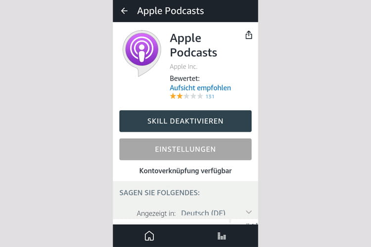 Auch die Apple Podcast Funktion haben wir probehalber aktiviert Auch die Apple Podcast Funktion haben wir probehalber aktiviert