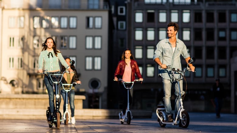 Die Tretroller sind in der Variante Street auch mit Straßenzulassung erhältlich Die Tretroller sind in der Variante Street auch mit Straßenzulassung erhältlich