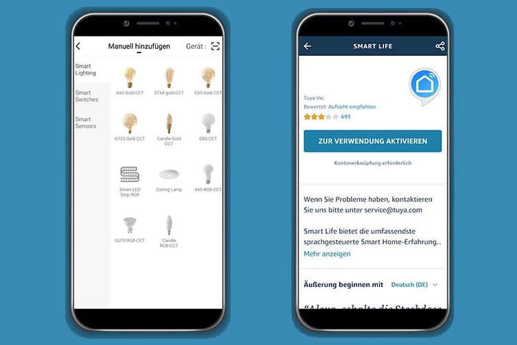 Die LSC Smart Connect App bietet eine deutsche Nutzeroberfläche, als Alexa Skill kommt Tuya Smart Life zum Einsatz Die LSC Smart Connect App bietet eine deutsche Nutzeroberfläche, als Alexa Skill kommt Tuya Smart Life zum Einsatz