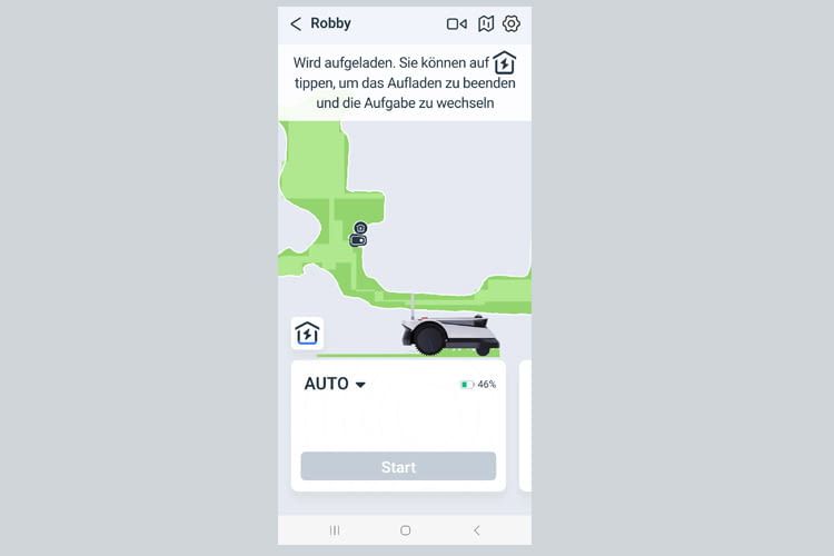 Per App lässt sich z. B. einsehen, welche Bereiche der Roboter schon gemäht hat Per App lässt sich z. B. einsehen, welche Bereiche der Roboter schon gemäht hat