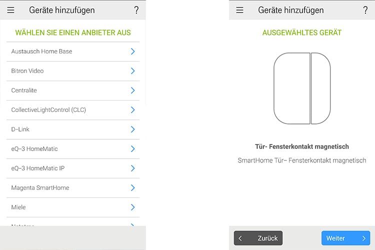 Das Einbinden der Geräte erfolgt über die Magenta SmartHome App Das Einbinden der Geräte erfolgt über die Magenta SmartHome App