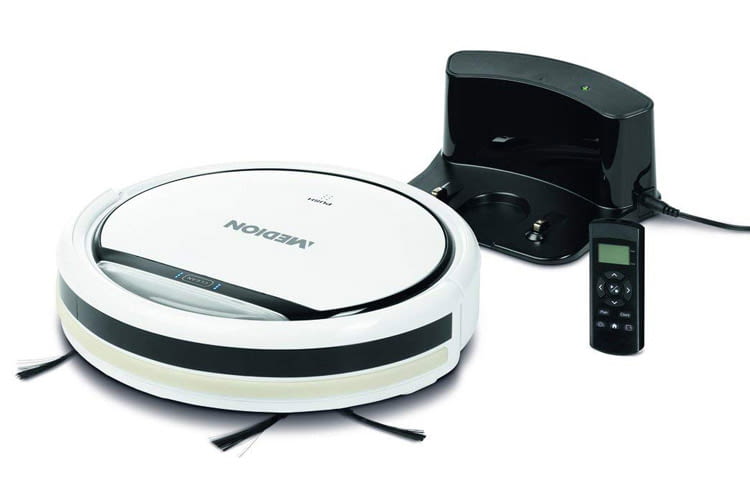 Der MEDION Saugroboter MD 18500 findet seine Ladestation selbstständig wieder Der MEDION Saugroboter MD 18500 findet seine Ladestation selbstständig wieder