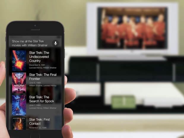 Abbildung der MindMeld for TV Sprachsteuerung auf einem Smartphone Abbildung der MindMeld for TV Sprachsteuerung auf einem Smartphone