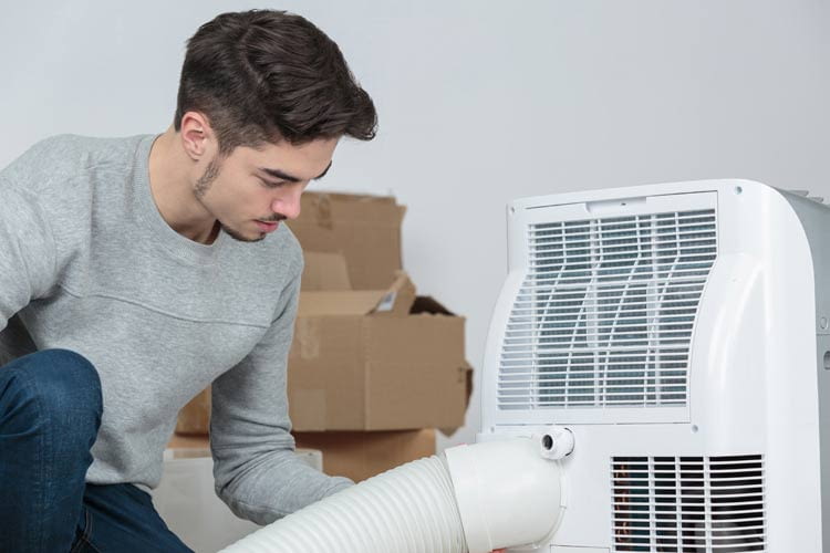 Mobile Klimageräte können auch beim Umzug problemlos mitgenommen werden Mobile Klimageräte können auch beim Umzug problemlos mitgenommen werden