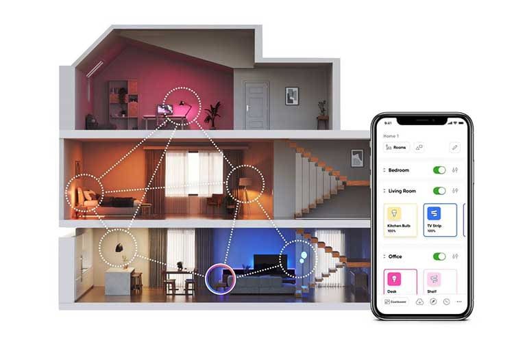 In einem Thread Mesh-Netzwerk können alle Geräte miteinander kommunizieren, ohne den Umweg über einen Hub nehmen zu müssen In einem Thread Mesh-Netzwerk können alle Geräte miteinander kommunizieren, ohne den Umweg über einen Hub nehmen zu müssen