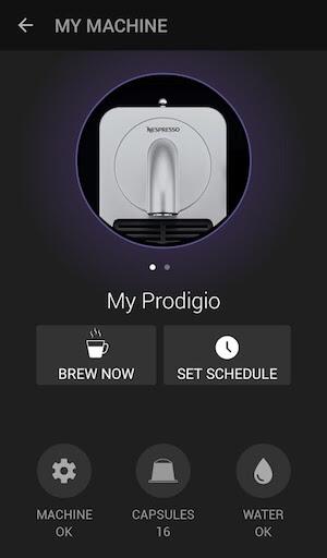 Abbildung der Nespresso Prodigio Android App Abbildung der Nespresso Prodigio Android App