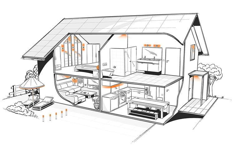 Mit dem Bewegungsmelder lassen sich rund ums Haus viele verschiedene Geräte aktivieren Mit dem Bewegungsmelder lassen sich rund ums Haus viele verschiedene Geräte aktivieren