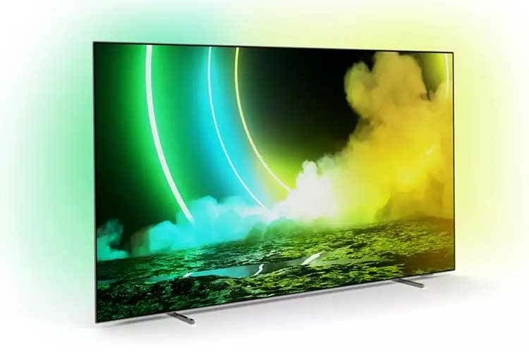 Der Philips Ambilight 55OLED 705/12 Smart TV überträgt die Bildschirmfarben des Displays synchron an die Wand Der Philips Ambilight 55OLED 705/12 Smart TV überträgt die Bildschirmfarben des Displays synchron an die Wand