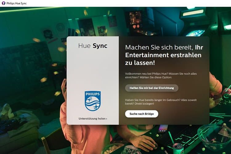 Philips Hue Sync App sucht nach definierten Entertainmentbereichen Philips Hue Sync App sucht nach definierten Entertainmentbereichen