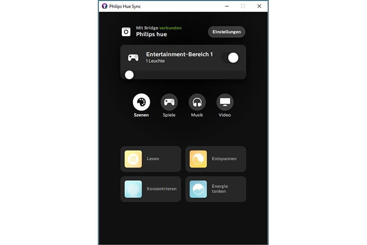 Die Philips Hue Sync App ist selbsterklärend und leicht zu bedienen Die Philips Hue Sync App ist selbsterklärend und leicht zu bedienen