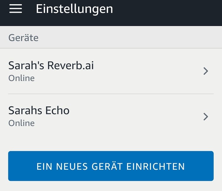 Die Alexa App sieht Reverb als ergänzendes Echo-Gerät an Die Alexa App sieht Reverb als ergänzendes Echo-Gerät an