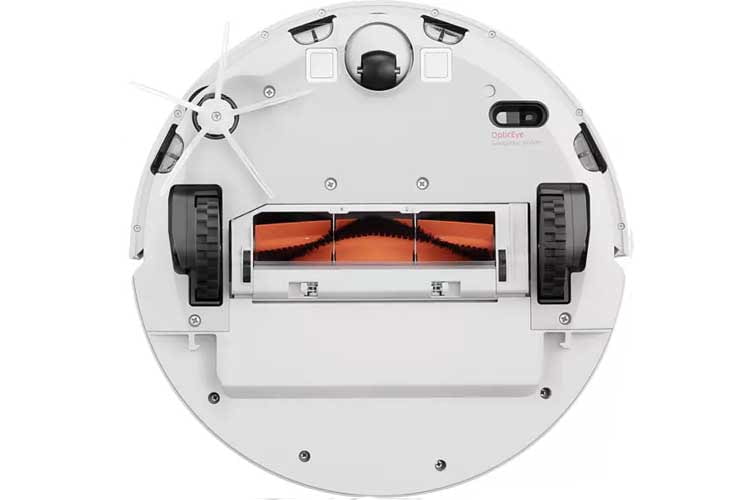 Die Unterseite von Roborock E5 lässt unten Platz für das Klickmodul, um den Saugroboter für die Wischfunktion auszurüsten Die Unterseite von Roborock E5 lässt unten Platz für das Klickmodul, um den Saugroboter für die Wischfunktion auszurüsten