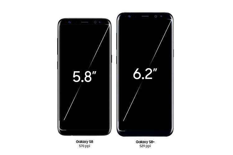 Samsung Galaxy S8 und Samsung Galaxy S8+ im Größenvergleich Samsung Galaxy S8 und Samsung Galaxy S8+ im Größenvergleich