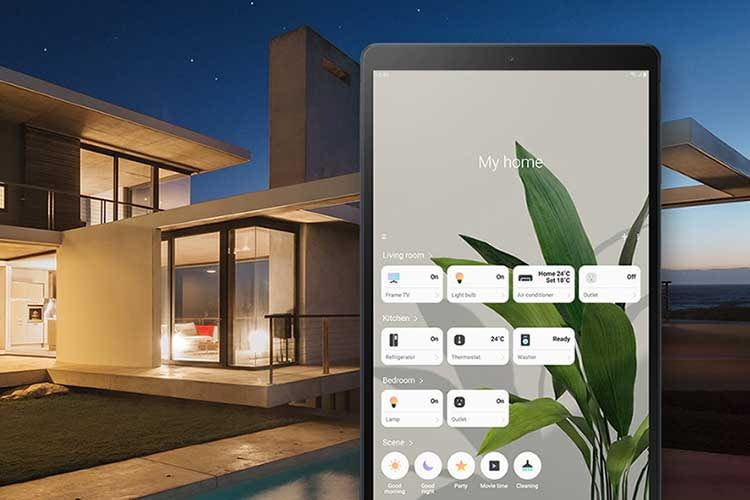 Samsung SmartThings kompatible Geräte lassen sich direkt auf dem Display von Galaxy Tab A 10.1 (2019) verwalten Samsung SmartThings kompatible Geräte lassen sich direkt auf dem Display von Galaxy Tab A 10.1 (2019) verwalten