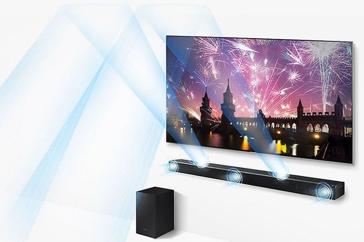 Die Hochtöner des Samsung HW-K850 strahlen mit hoher Bandbreite ab Die Hochtöner des Samsung HW-K850 strahlen mit hoher Bandbreite ab