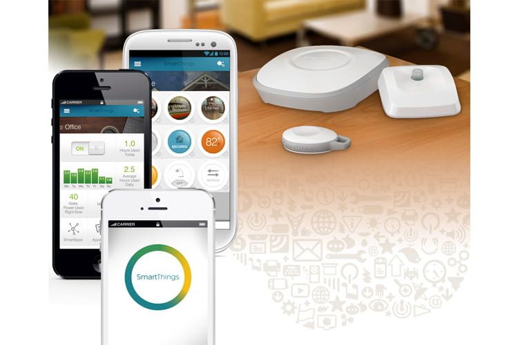 Alle vernetzen Komponenten sind im Samsung SmartThings System auch per App bedienbar Alle vernetzen Komponenten sind im Samsung SmartThings System auch per App bedienbar
