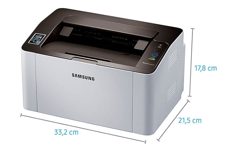 Passt mit knapp 22 cm Tiefe auch ins Regal: Samsung Xpress SL-M2026W SW-Laserdrucker Passt mit knapp 22 cm Tiefe auch ins Regal: Samsung Xpress SL-M2026W SW-Laserdrucker