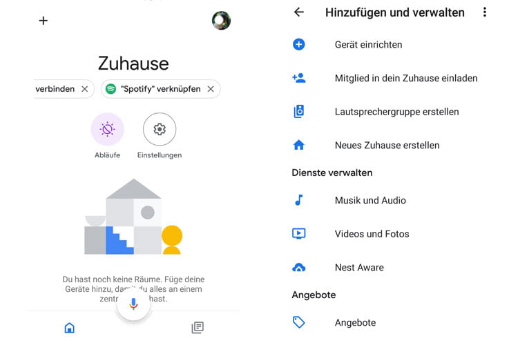Über die Google Home App können Nutzer ihren Google Lautsprecher mit einem Streaming Dienst verknüpfen Über die Google Home App können Nutzer ihren Google Lautsprecher mit einem Streaming Dienst verknüpfen