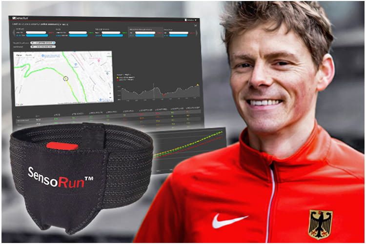 Der Sensor wird am Bein angebracht und sendet die gesammelten Daten ans Smartphone Der Sensor wird am Bein angebracht und sendet die gesammelten Daten ans Smartphone