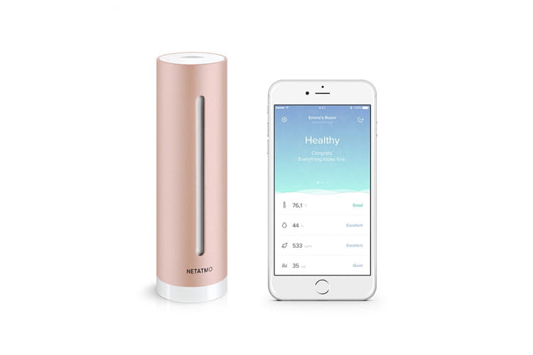 Die App wertet die Messdaten des smarten Raumluftsensors aus und zeigt sie übersichtlich an Die App wertet die Messdaten des smarten Raumluftsensors aus und zeigt sie übersichtlich an