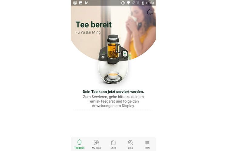 Wenn der Tee fertig ist bekommen Nutzer der Temial-App es auf ihrem Smartphone angezeigt Wenn der Tee fertig ist bekommen Nutzer der Temial-App es auf ihrem Smartphone angezeigt