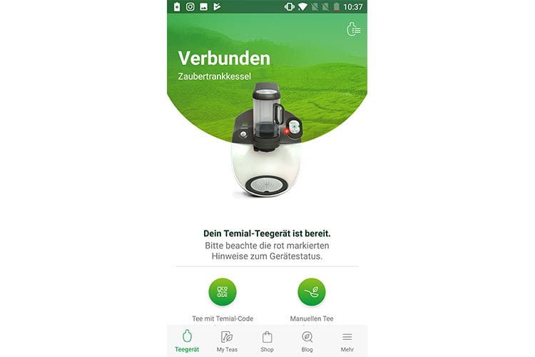 Die App zeigt an, wenn der Temial startbereit ist Die App zeigt an, wenn der Temial startbereit ist