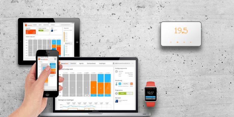 Der smarte Thermostat ThermoSmart kann per Panel oder mittels smarter Devices verwaltet werden Der smarte Thermostat ThermoSmart kann per Panel oder mittels smarter Devices verwaltet werden