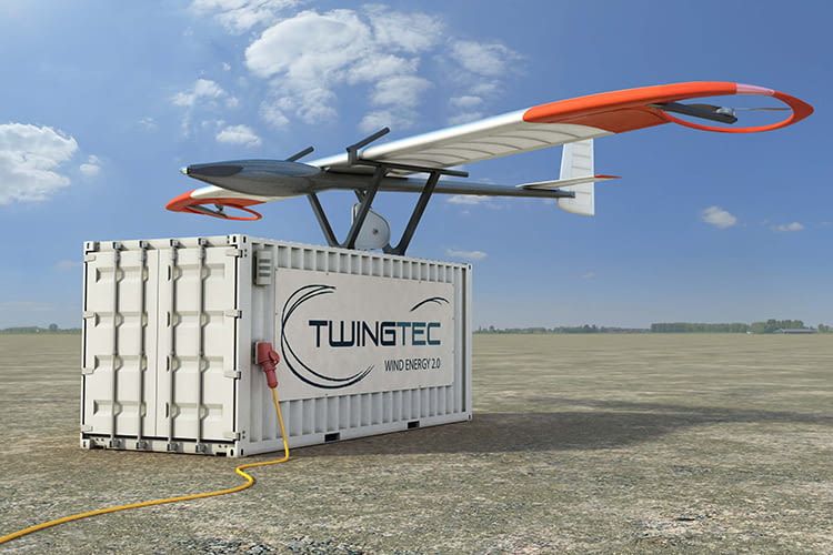 TwingTec TT100 - Das mobile fliegende Windkraftwerk, im Container befinden sich Winde und Generator TwingTec TT100 - Das mobile fliegende Windkraftwerk, im Container befinden sich Winde und Generator
