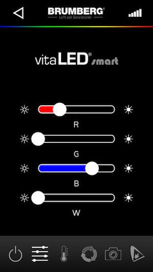Abbildung vitaLED smart App von Brumberg für iOS und Android Abbildung vitaLED smart App von Brumberg für iOS und Android