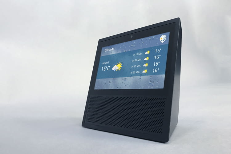 Auf Echo Show wird die Wettervorhersage übersichtlich angezeigt Auf Echo Show wird die Wettervorhersage übersichtlich angezeigt