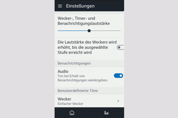 Per App lässt sich die Lautstärke des Alexa Weckers ändern Per App lässt sich die Lautstärke des Alexa Weckers ändern