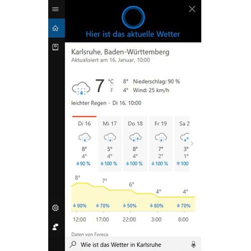 Windows-Wetter-App mit Cortana per Sprachbefehl auf den Desktop berufen Windows-Wetter-App mit Cortana per Sprachbefehl auf den Desktop berufen