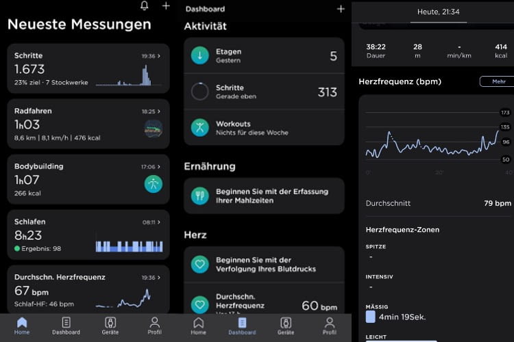 Die Withings Scanwatch App ist sehr übersichtlich gestaltet Die Withings Scanwatch App ist sehr übersichtlich gestaltet