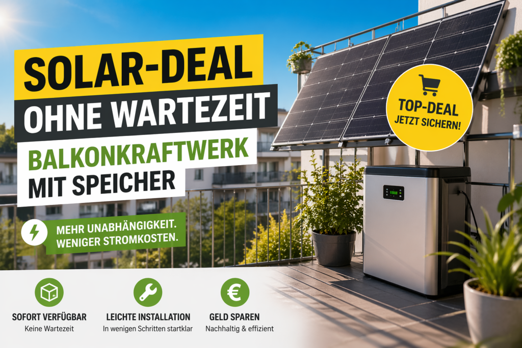 Balkonkraftwerk mit Speicher: Dieses 2000-W-System ist aktuell direkt verfügbar
