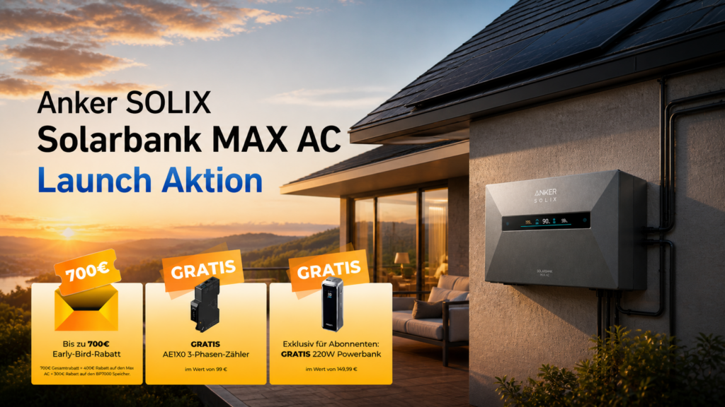 Stromspeicher Anker Solarbank Max AC – 700 € Rabatt, wer zu spät kommt, zahlt drauf
