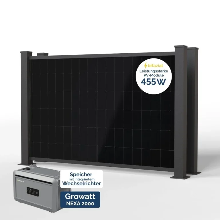 BasicPVence Solarzaun 1,25 x 3,75 m mit zwei PV Modulen