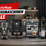 Vier De'Longhi Kaffeemaschonen in einer Reihe