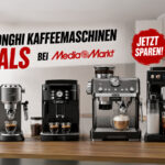 MediaMarkt verkauft aktuelle viele De'Longhi Kaffeemaschinen. Unser Titelbild zeigt vier davon.