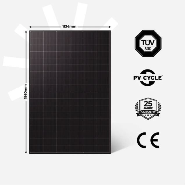 Solarmodul SunPro 500W TopCon Glas-Glas Full Black