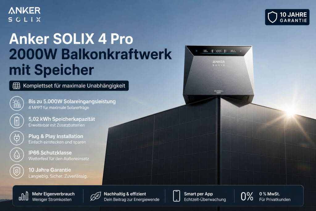 2.000 Watt Balkonkraftwerk mit der neuen Anker SOLIX 4 für unter 1.800€!