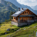 Berghütte mit Solaranlage auf dem Dach