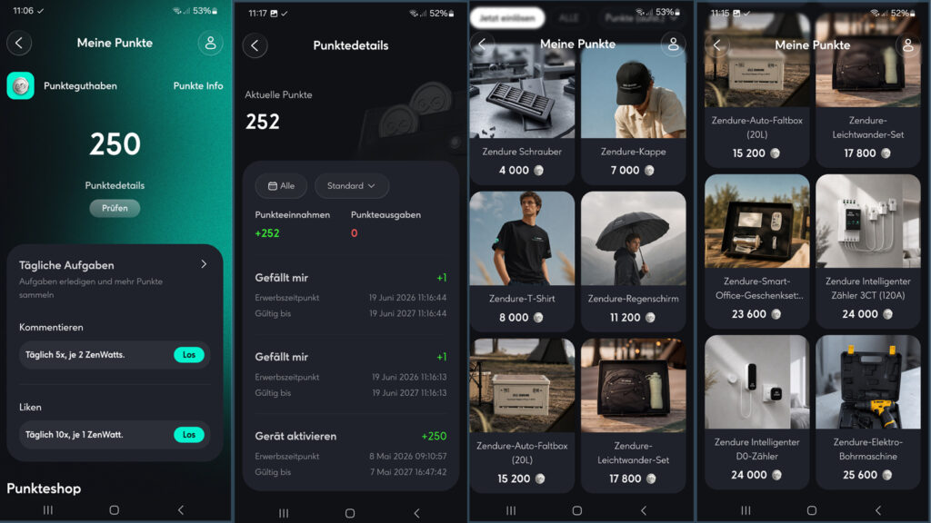 zendure-zenwatt-treueprogramm Screenshots zum Zendure ZenWatt Treueprogramm