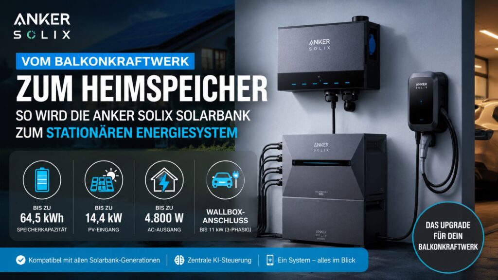 Vom Balkonkraftwerk zum Heimspeicher: So wird die Anker SOLIX Solarbank zum stationären Energiesystem