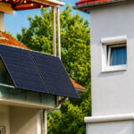 Zwei kleine Solarmodule an einem Balkongeländer