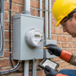 Handwerke montiert ein Smart Meter
