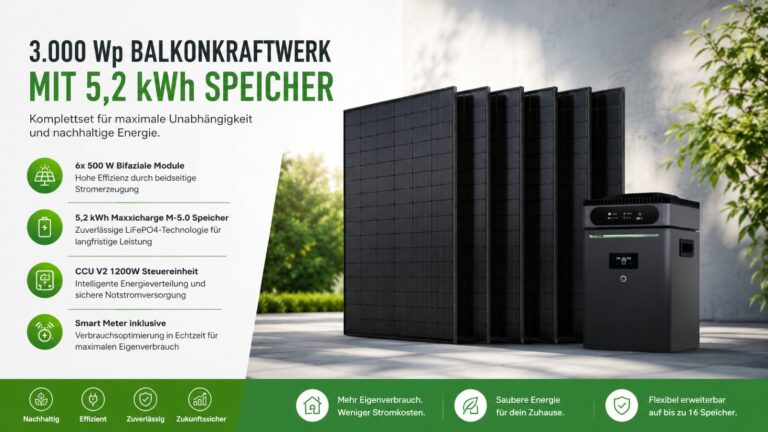850 Euro sparen! 3.000 Watt Balkonkraftwerk mit 5 kWh Maxxicharge Speicher zum Hammer-Preis