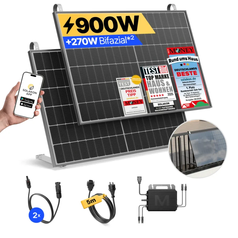 Solakon onLite 900 Watt Balkonkraftwerk mit Balkonhalterung