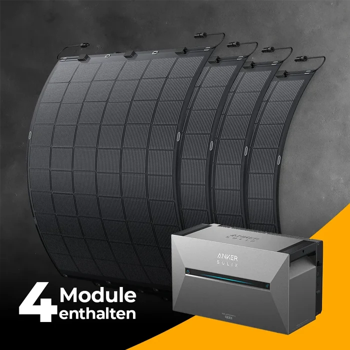 Solago Balkonkraftwerk 900W mit flexiblen Solarmodulen und Anker SOLIX 3 Pro Speicher