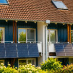 Zwei Reihenhäuser mit je zwei Solarmodulen